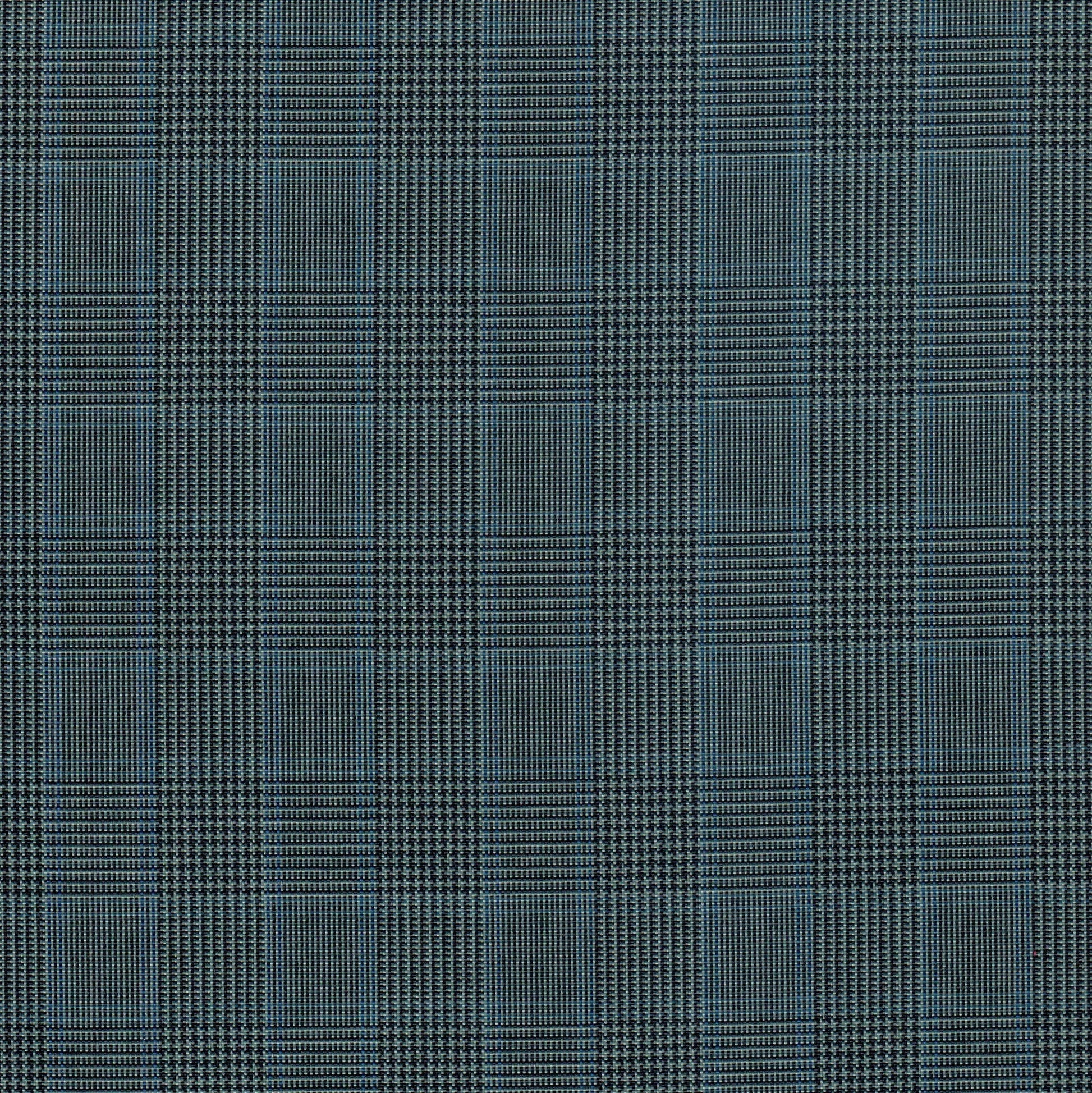 Tela escocesa de poliéster SchoolLine en azul marino y gris, diseño tartán ideal para uniformes escolares.