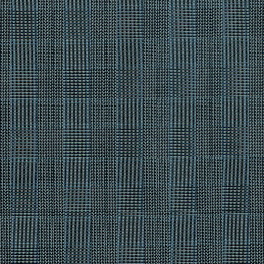 Tela escocesa de poliéster SchoolLine en azul marino y gris, diseño tartán ideal para uniformes escolares.