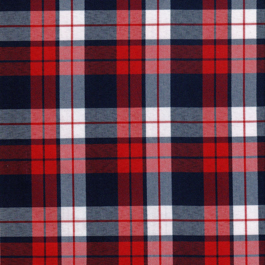 Tela escocesa de poliéster SchoolLine roja, diseño cuadro tartán, ideal para uniformes escolares e institucionales