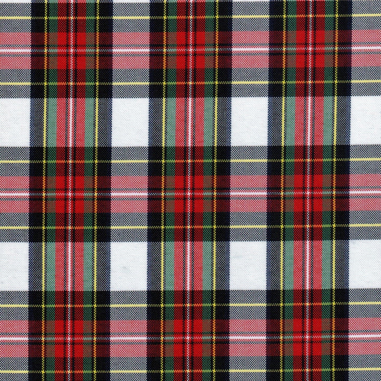 Tela escocesa de poliéster SchoolLine, cuadro rojo, verde y negro con amarillo; ideal para uniformes escolares e institucionales.