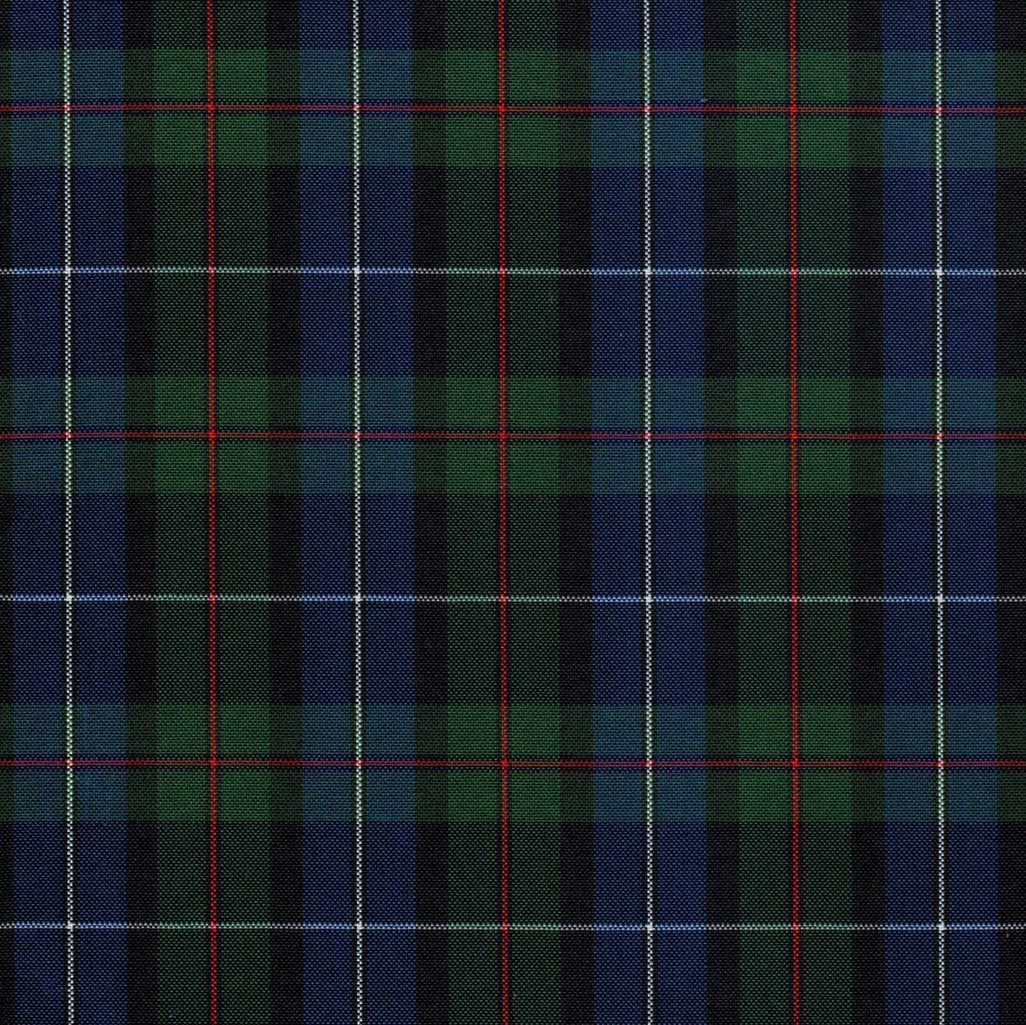 Tela escocesa de poliéster SchoolLine, patrón tartán azul y verde con líneas rojas, ideal para uniformes escolares.