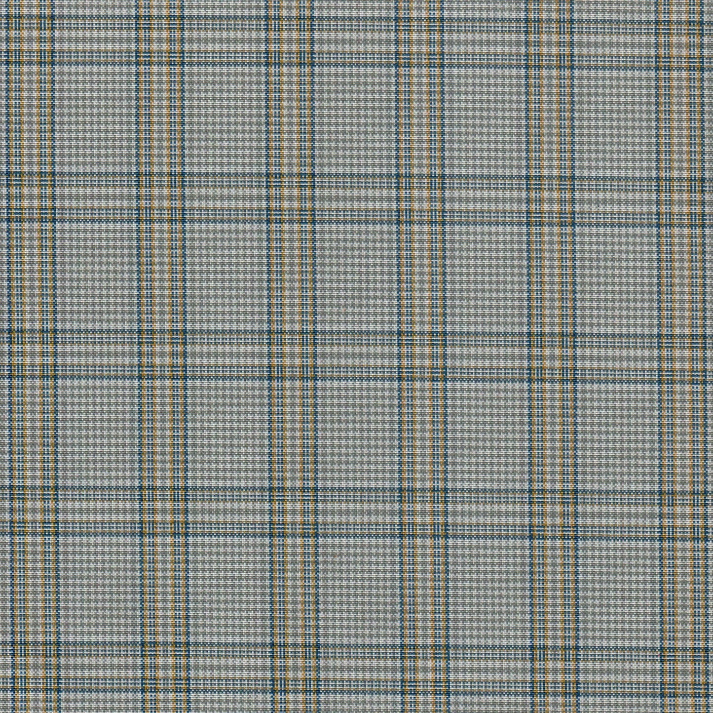 Tela escocesa de poliéster SchoolLine en azul, beige y gris, diseño plaid; ideal para uniformes escolares e institucionales.