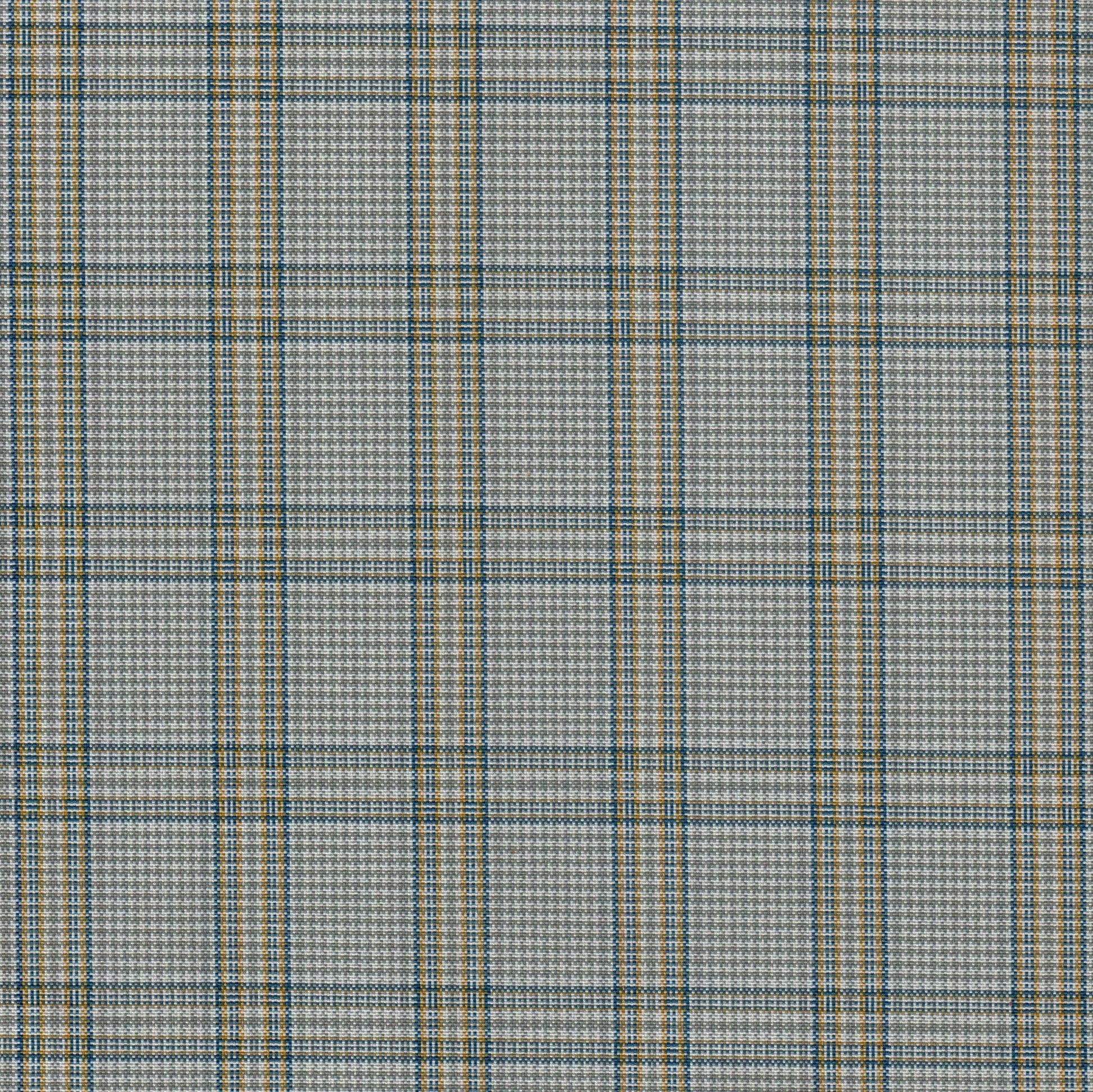 Tela escocesa de poliéster SchoolLine en azul, beige y gris, diseño plaid; ideal para uniformes escolares e institucionales.