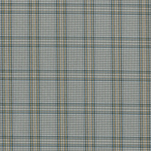 Tela escocesa de poliéster SchoolLine en azul, beige y gris, diseño plaid; ideal para uniformes escolares e institucionales.