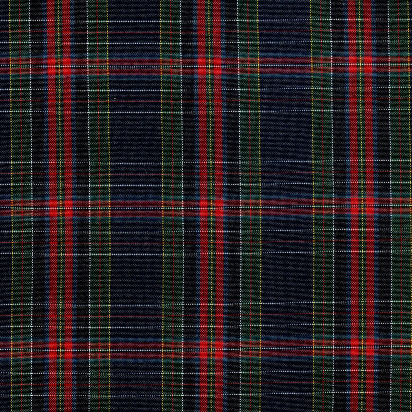 Tela escocesa de poliéster para uniformes escolares, tartán azul marino con líneas rojas y verdes — SchoolLine
