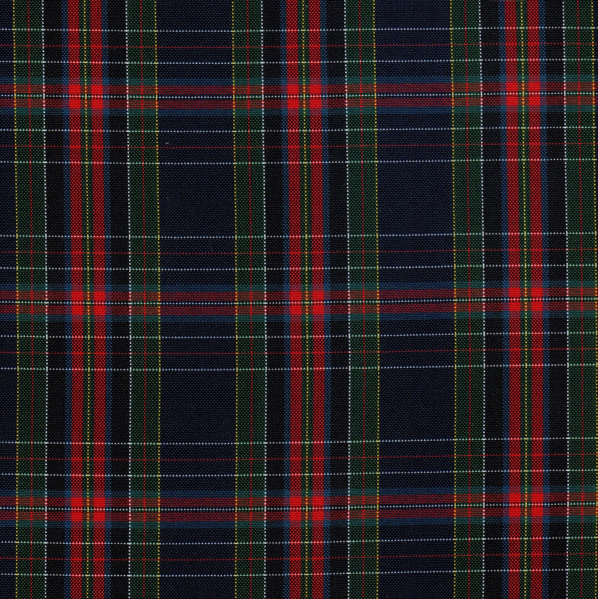 Tela escocesa de poliéster para uniformes escolares, tartán azul marino con líneas rojas y verdes — SchoolLine