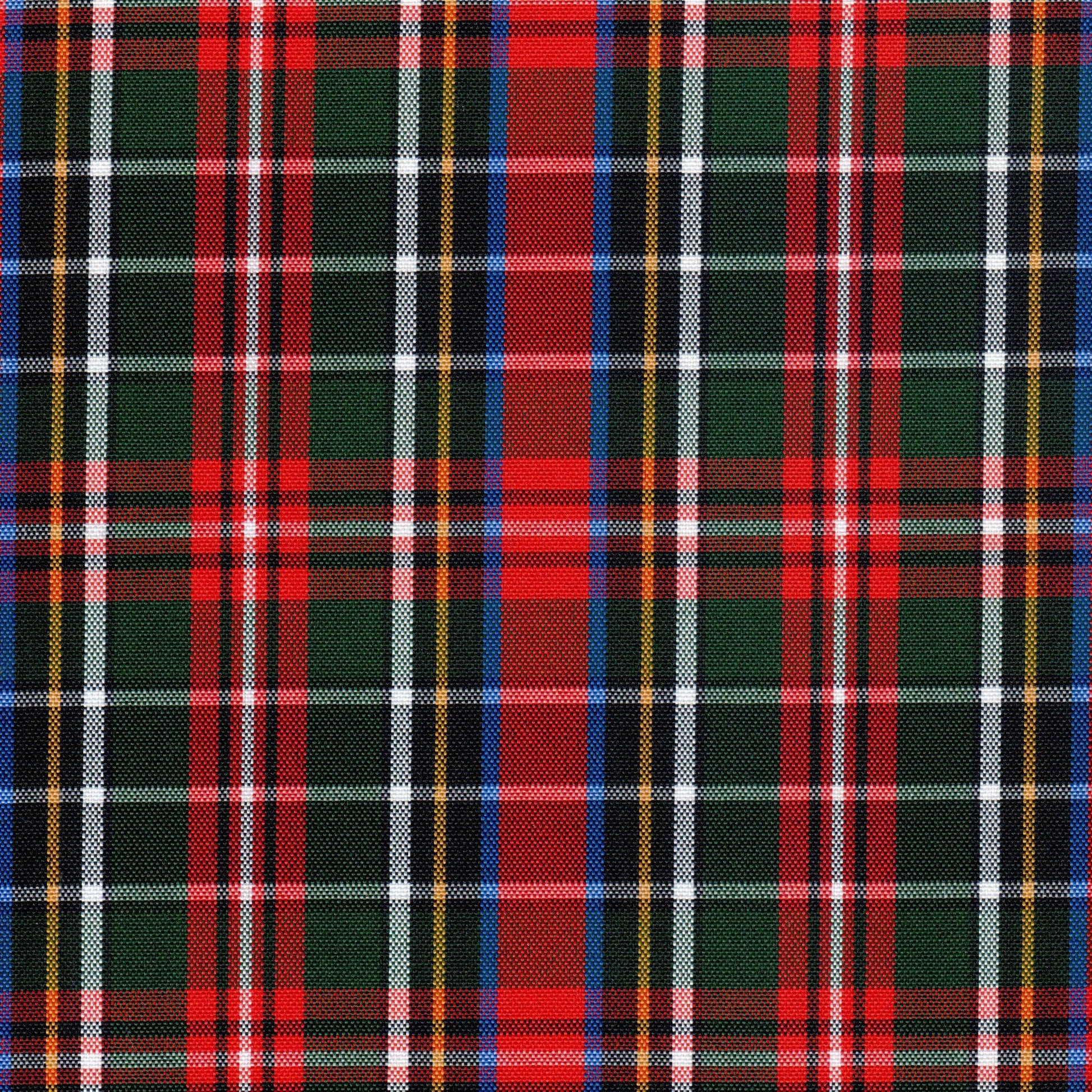 Tela escocesa de poliéster SchoolLine, tartán verde, rojo y azul, para uniformes escolares e institucionales.