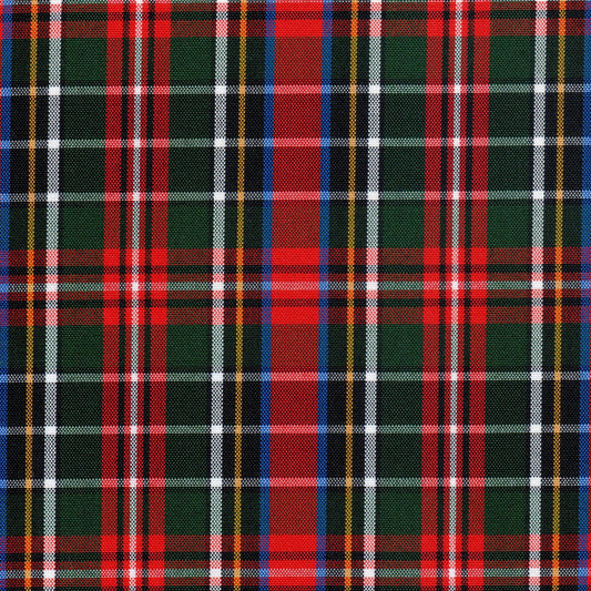 Tela escocesa de poliéster SchoolLine, tartán verde, rojo y azul, para uniformes escolares e institucionales.