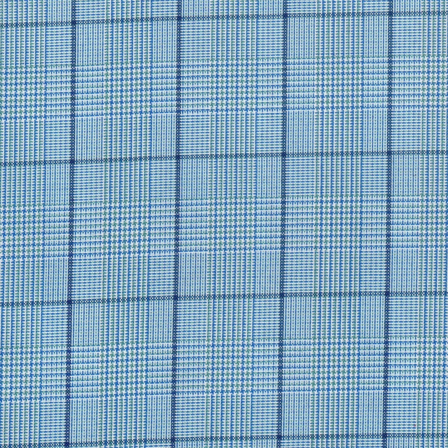 Tela escocesa de poliéster SchoolLine en azul y blanco, patrón vichy, para uniformes escolares e institucionales.