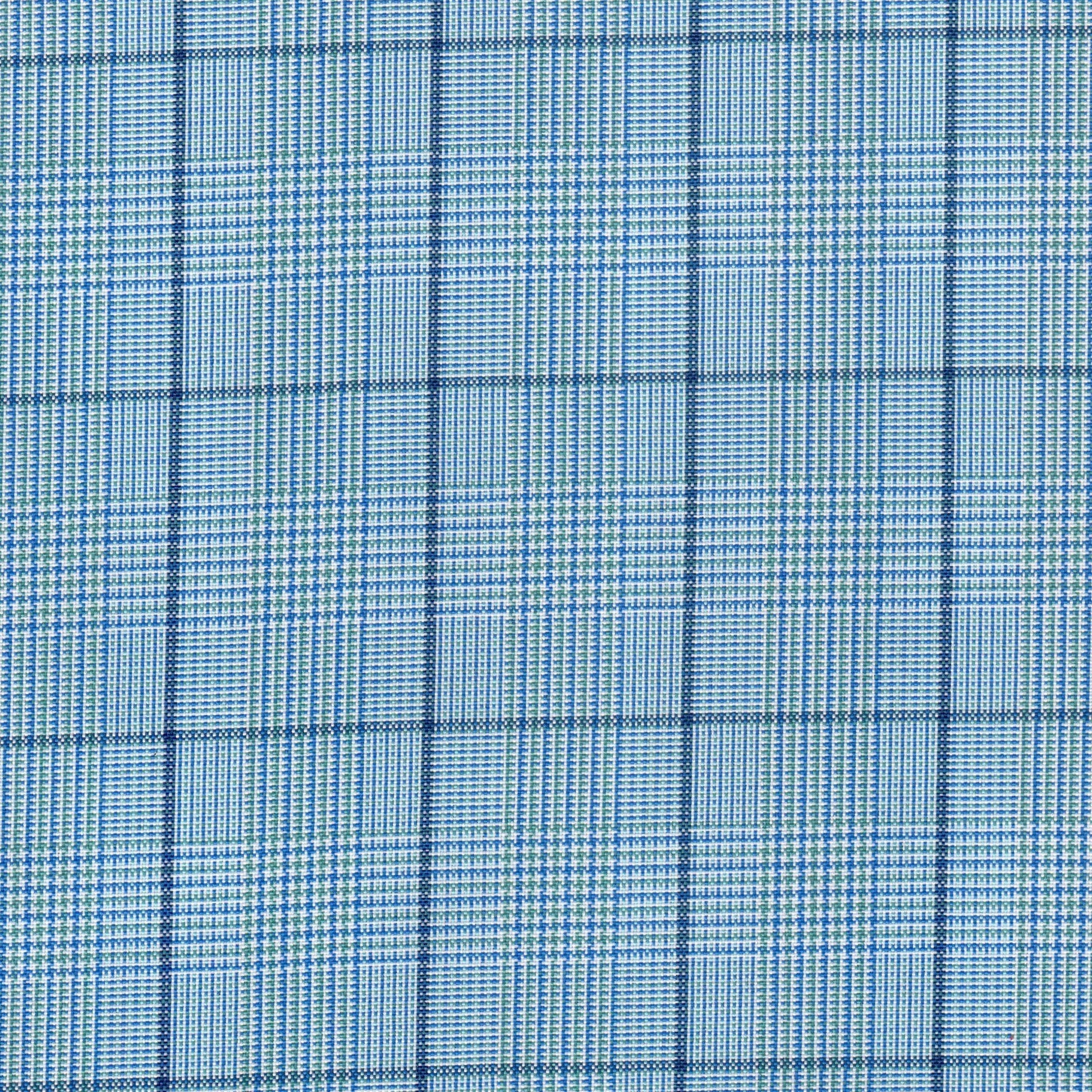 Tela escocesa de poliéster SchoolLine en azul y blanco, patrón vichy, para uniformes escolares e institucionales.