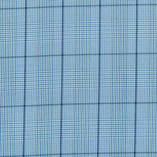 Tela escocesa de poliéster SchoolLine en azul y blanco, patrón vichy, para uniformes escolares e institucionales.