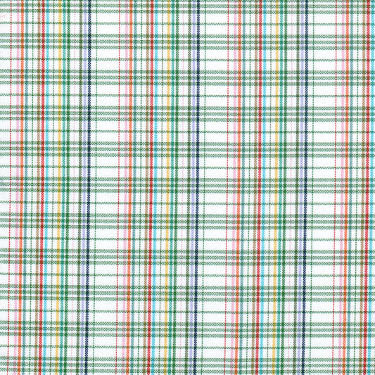 Tela escocesa de poliéster SchoolLine, verde, rojo y azul, textil para uniformes escolares e institucionales.