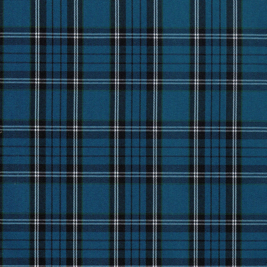 Tela escocesa de poliéster SchoolLine en azul intenso y azul marino, ideal para uniformes escolares.
