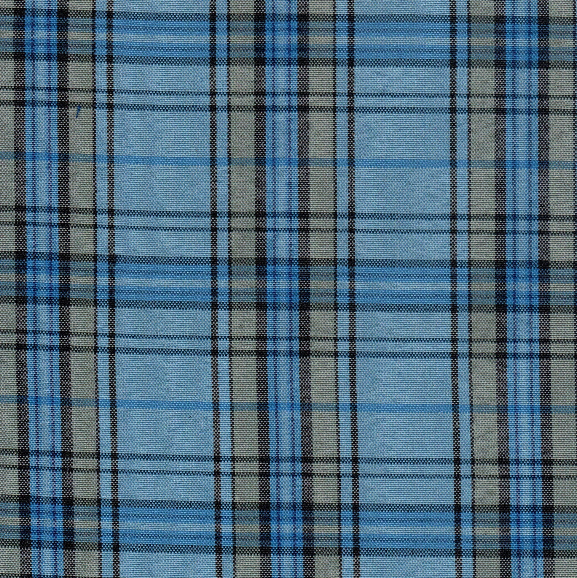 Tela escocesa de poliéster para uniformes escolares; cuadros azules y beige con líneas negras, SchoolLine.