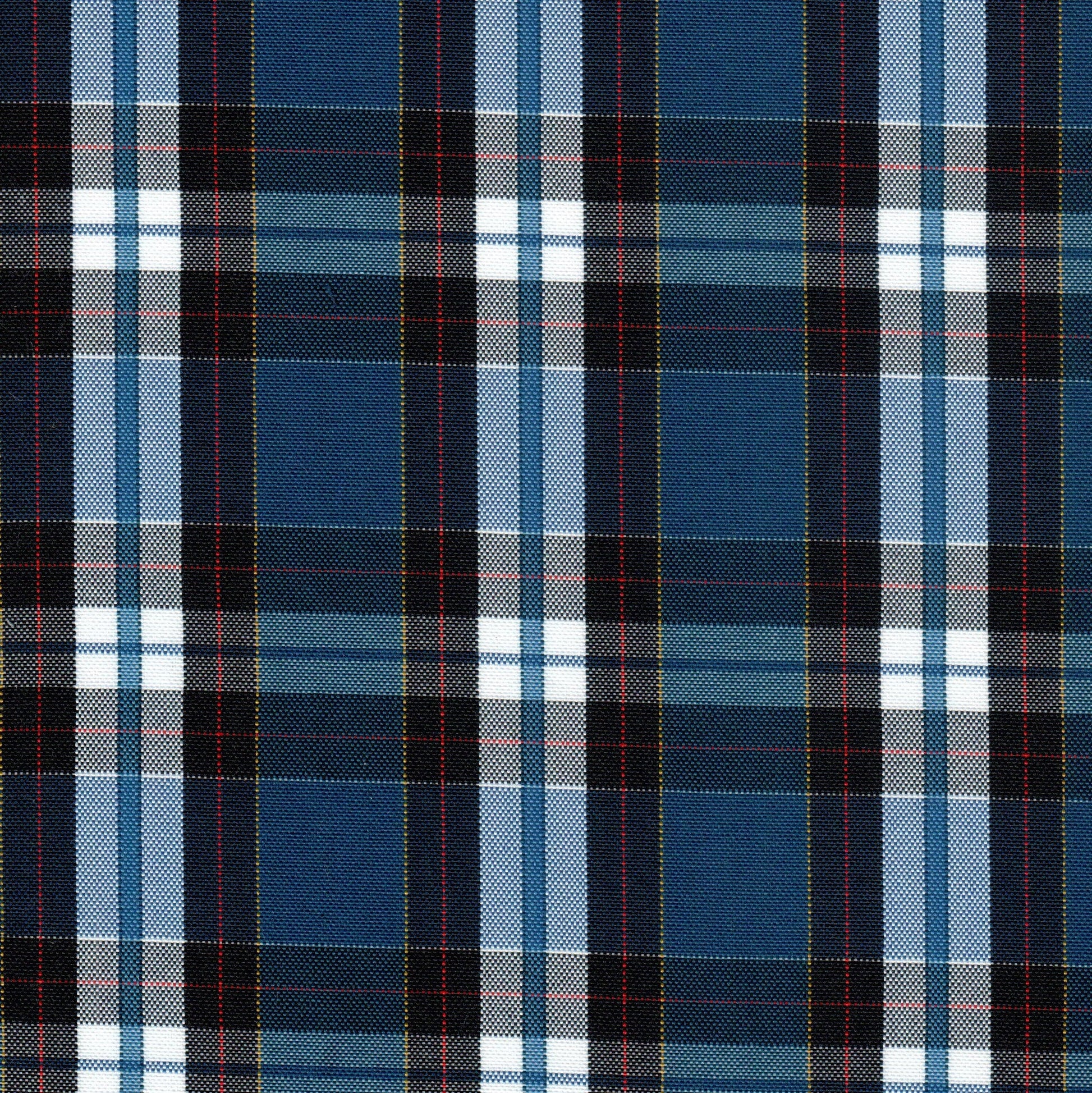 Tela Escocesa de Poliéster uniforme SchoolLine, azul marino y azul claro con cuadros blancos, ideal para uniformes escolares.