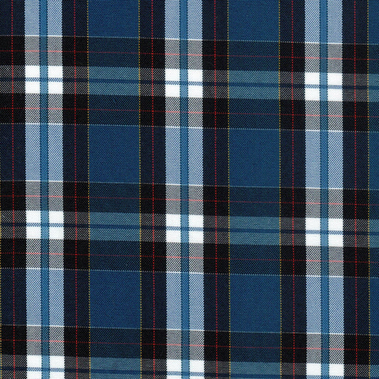 Tela Escocesa de Poliéster uniforme SchoolLine, azul marino y azul claro con cuadros blancos, ideal para uniformes escolares.