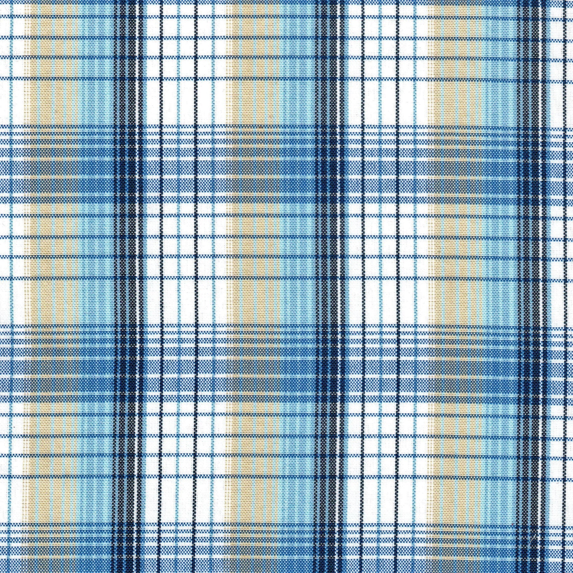 Tela escocesa de poliéster SchoolLine en azul y beige con cuadros, ideal para uniformes escolares e institucionales.