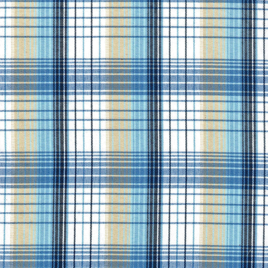 Tela escocesa de poliéster SchoolLine en azul y beige con cuadros, ideal para uniformes escolares e institucionales.