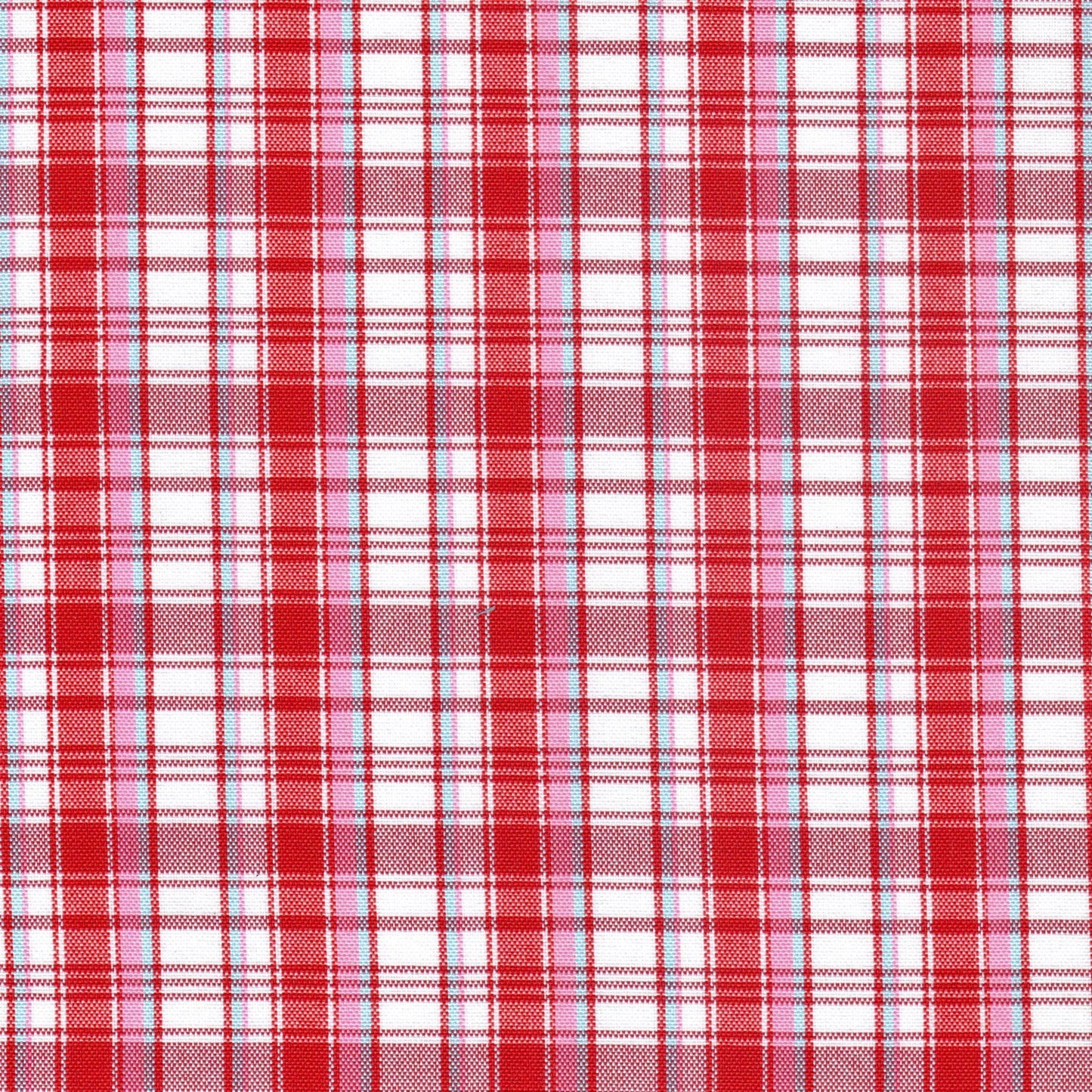 Tela escocesa de poliéster SchoolLine, rojo intenso con blanco, ideal para uniformes escolares e institucionales.