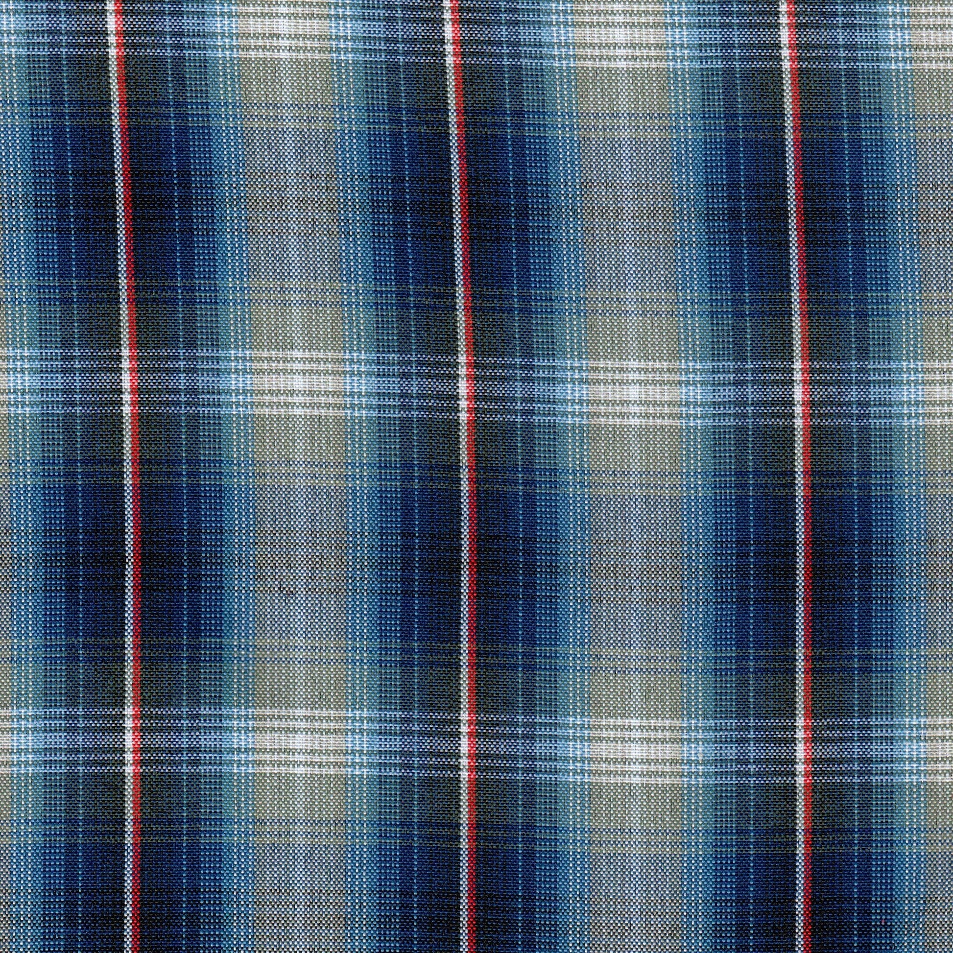 Tela escocesa de poliéster SchoolLine, cuadros azules con líneas rojas, ideal para uniformes escolares e institucionales.
