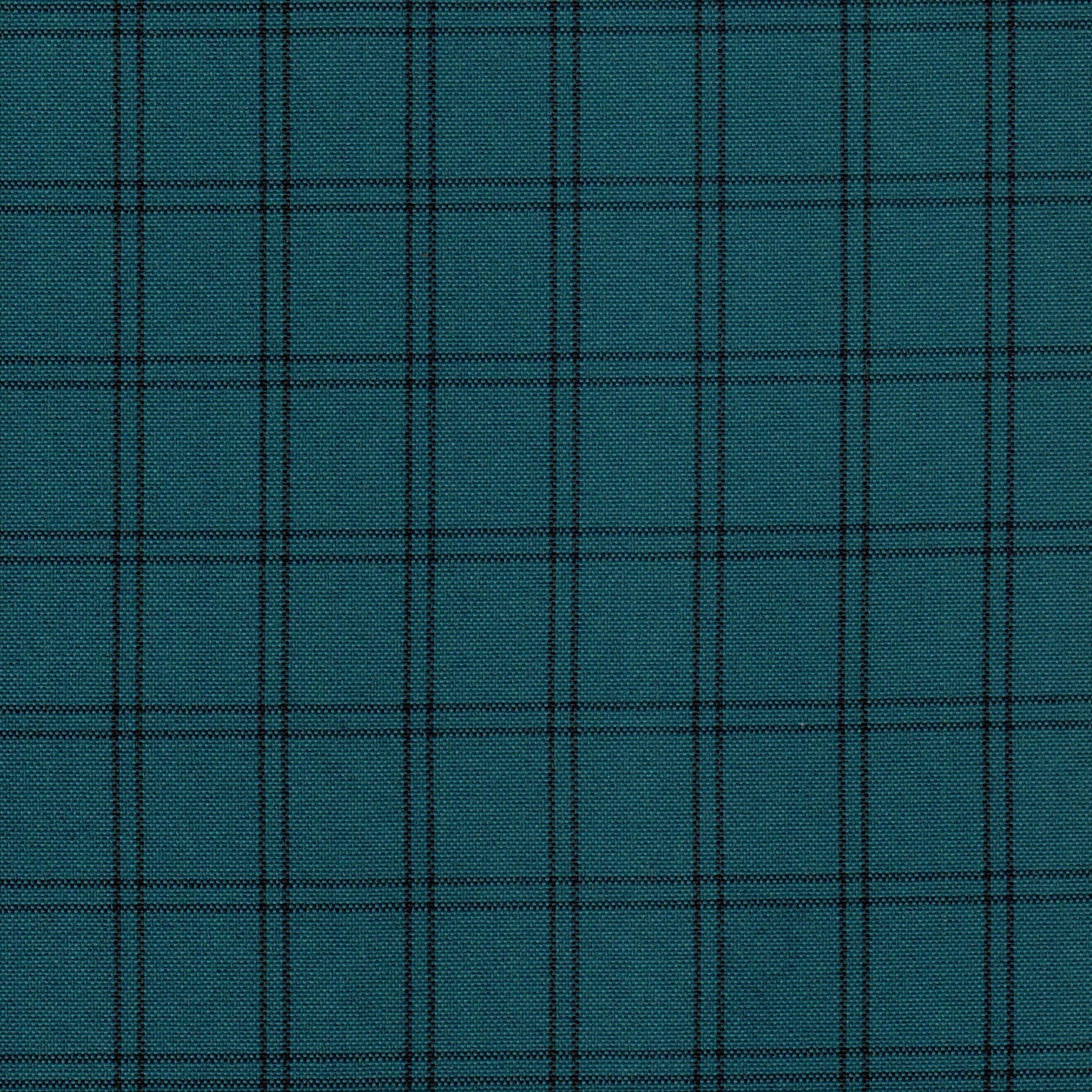 Tela escocesa de poliéster SchoolLine en color teal con cuadro negro, ideal para uniformes escolares.