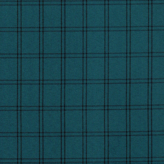 Tela escocesa de poliéster SchoolLine en color teal con cuadro negro, ideal para uniformes escolares.