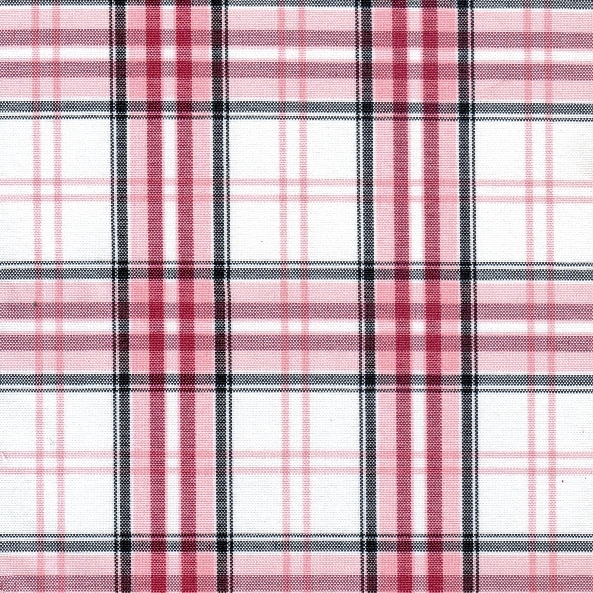 Tela escocesa de poliéster rosa, blanco y negro con cuadros, ideal para uniformes escolares e institucionales SchoolLine