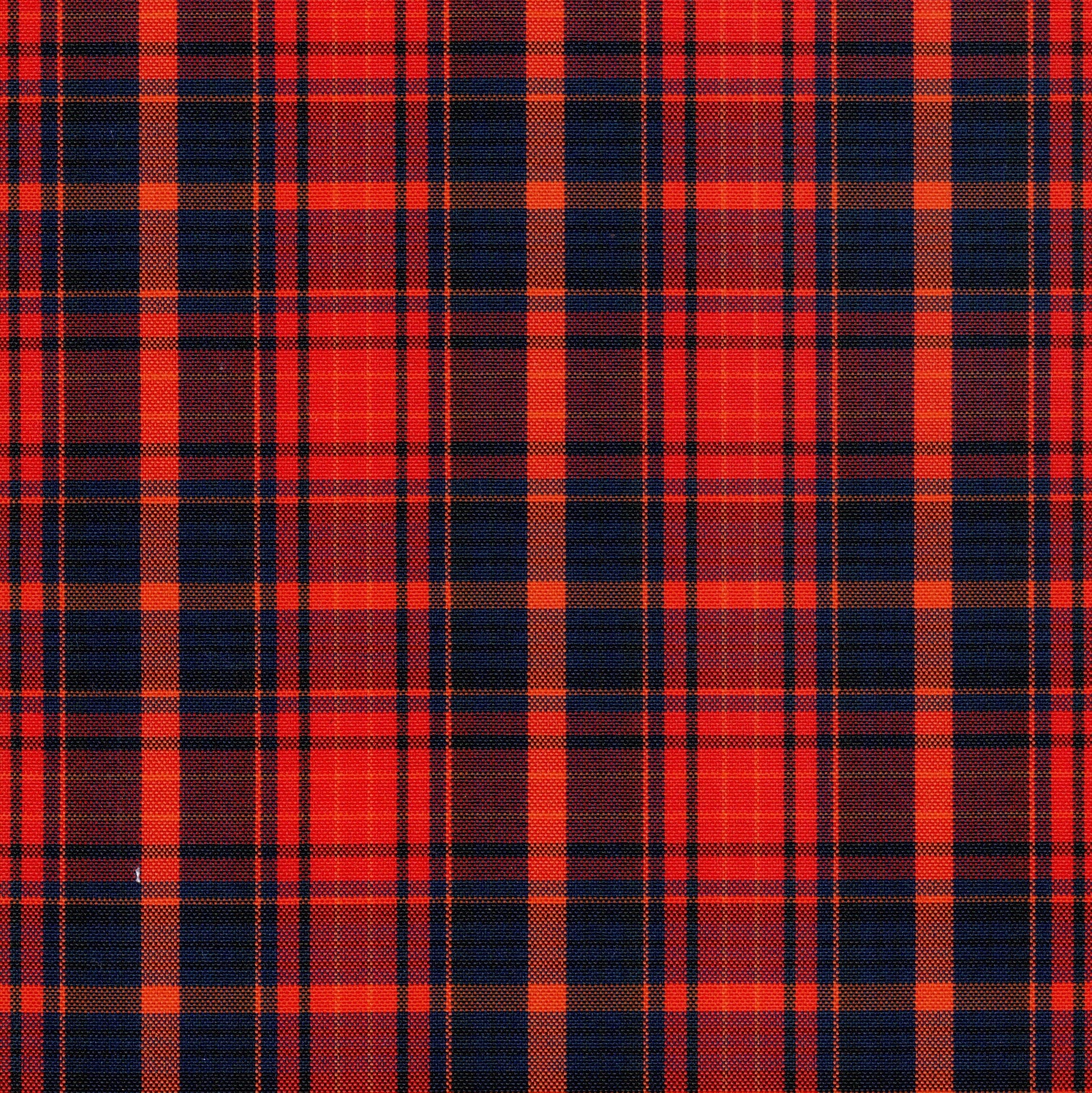 Tela escocesa de poliéster, cuadros naranja-azul marino, ideal para uniformes escolares SchoolLine