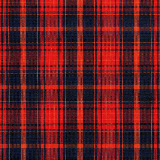 Tela escocesa de poliéster, cuadros naranja-azul marino, ideal para uniformes escolares SchoolLine