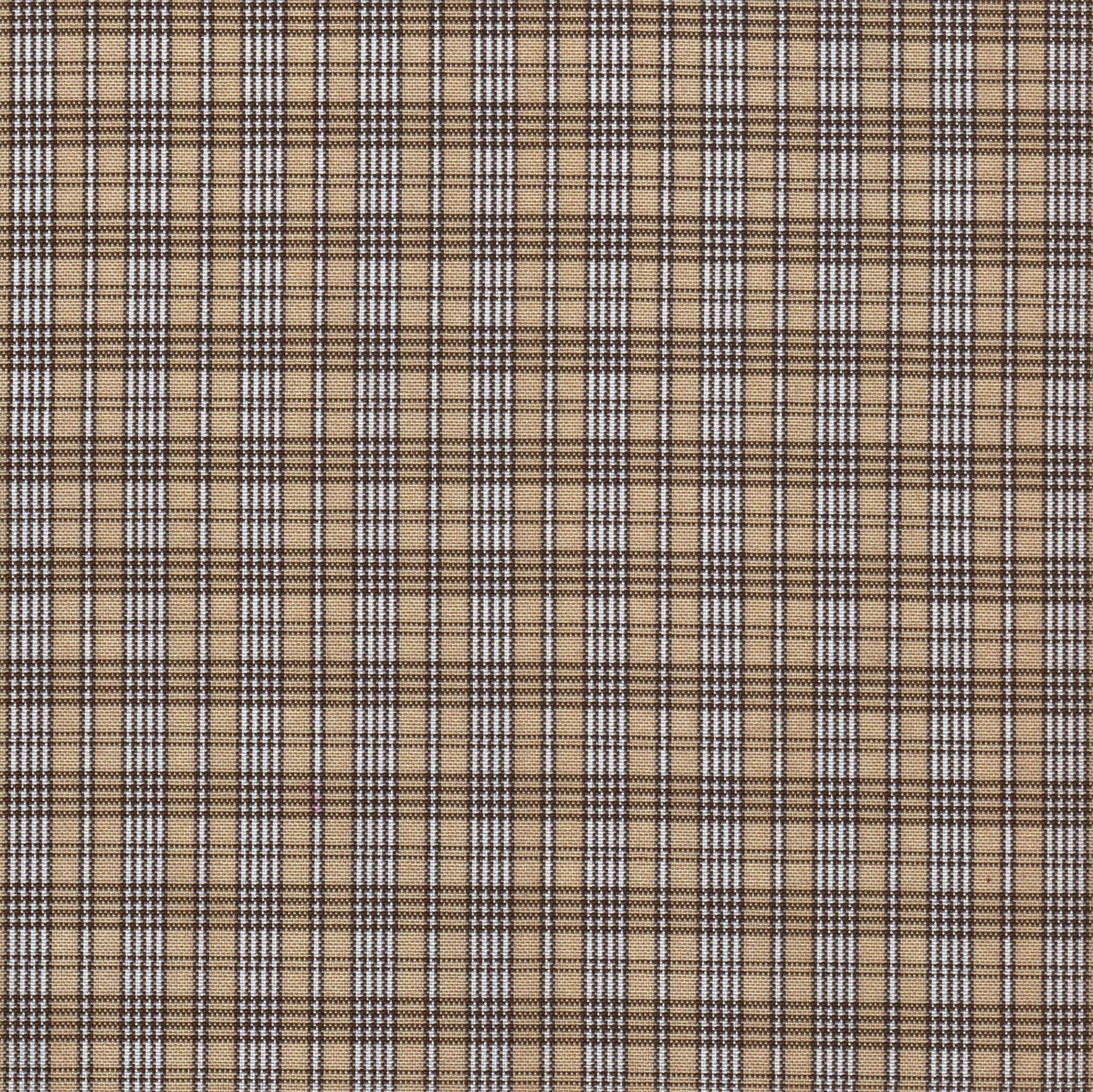 Tela escocesa de poliéster SchoolLine, cuadros marrón/beige, perfecta para uniformes escolares e institucionales.