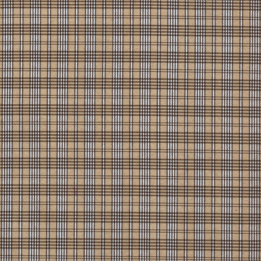 Tela escocesa de poliéster SchoolLine, cuadros marrón/beige, perfecta para uniformes escolares e institucionales.