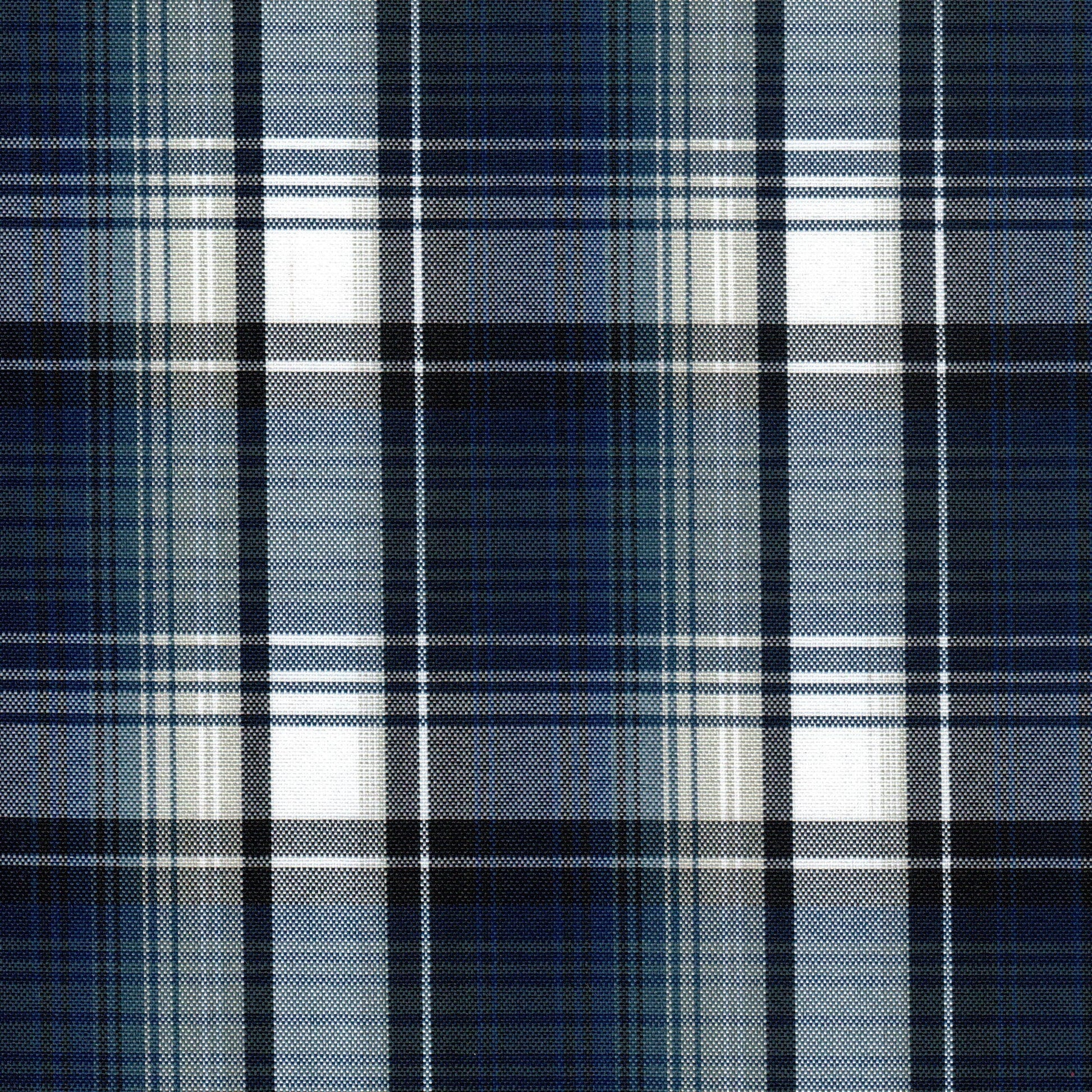 Tela escocesa de poliéster SchoolLine en tonos azules; diseño tartán para uniformes escolares e institucionales.