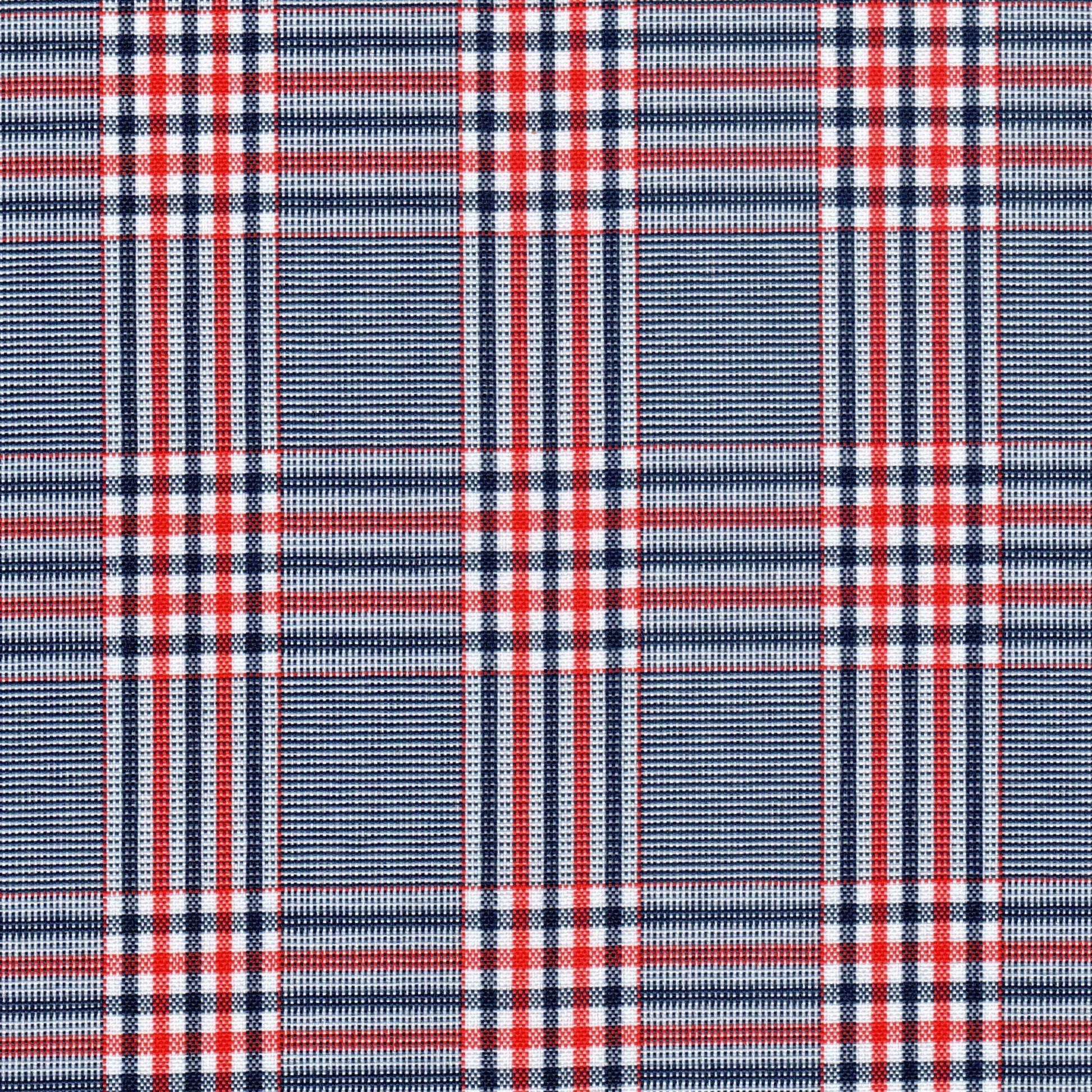 Tela escocesa de poliéster azul, blanco y rojo con cuadros, ideal para uniformes escolares e institucionales – SchoolLine