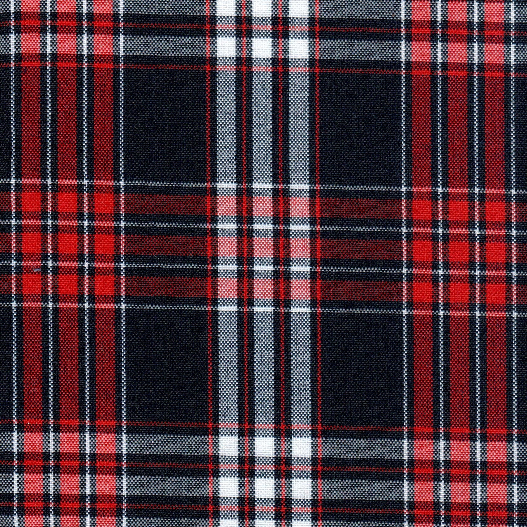 Tela escocesa de poliéster SchoolLine, tartán rojo, azul marino y blanco, para uniformes escolares e institucionales.