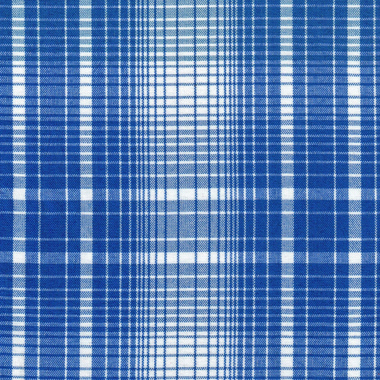 Tela escocesa de poliéster SchoolLine azul y blanco, patrón plaid, ideal para uniformes escolares y proyectos.