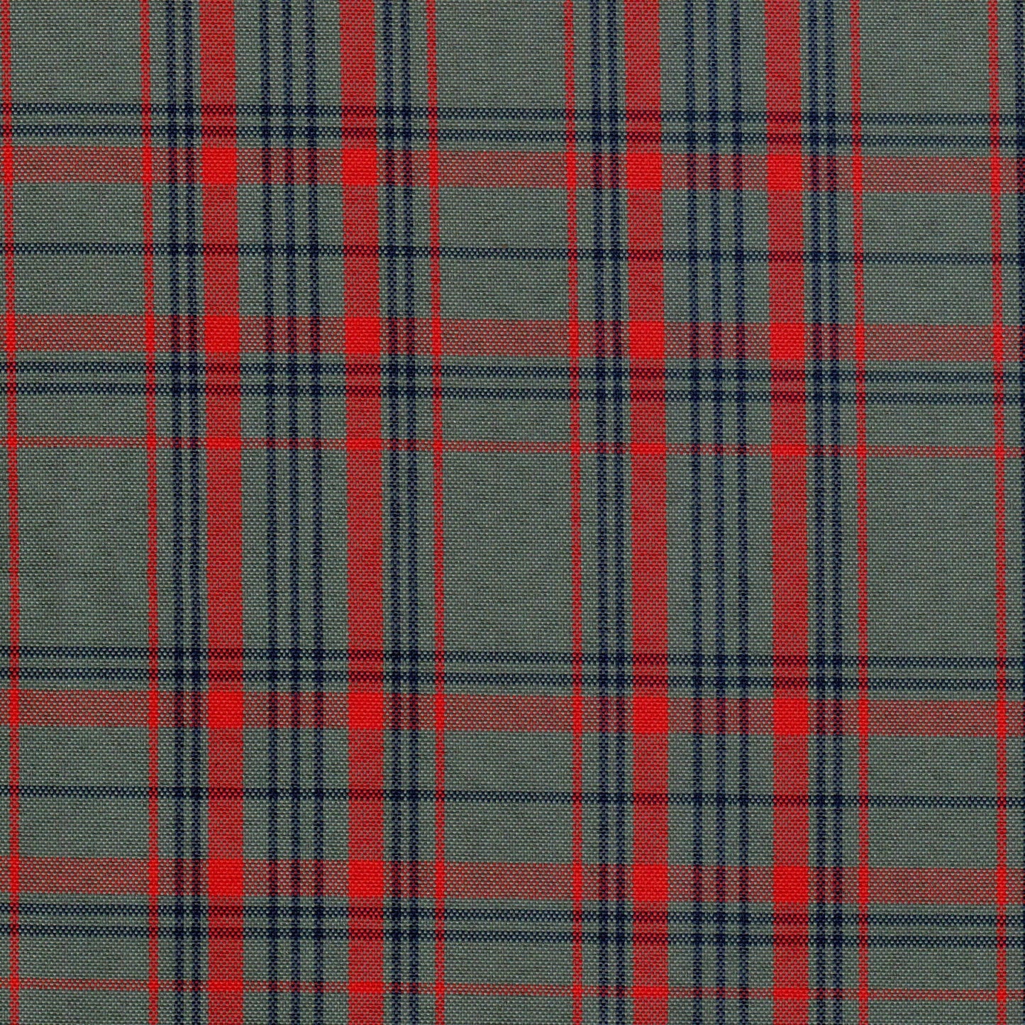 Tela escocesa de poliéster SchoolLine, tartán rojo, azul marino y verde; usada en uniformes escolares e institucionales.