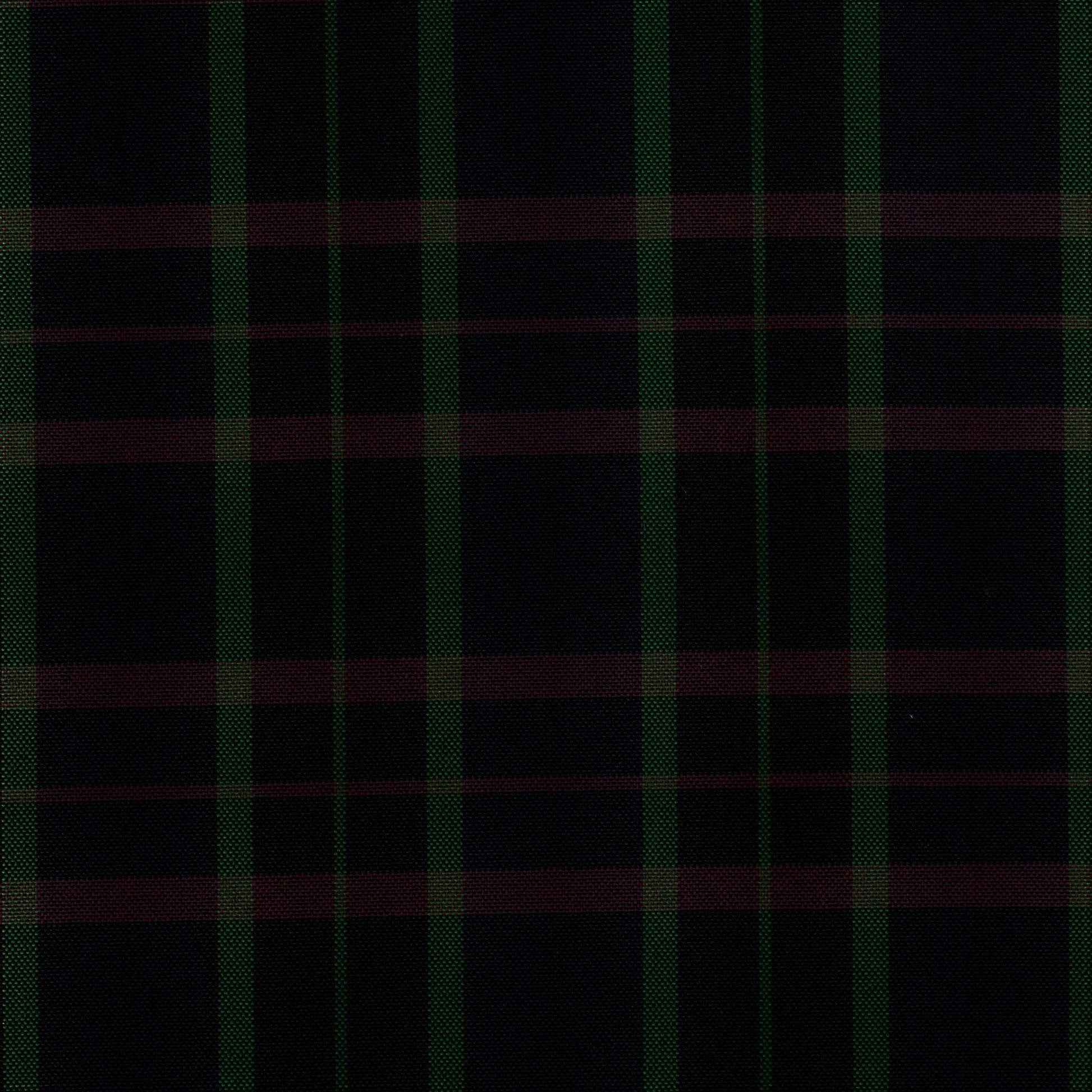 Tela escocesa de poliéster SchoolLine, fondo negro con rayas verdes y rojas, ideal para uniformes escolares e institucionales