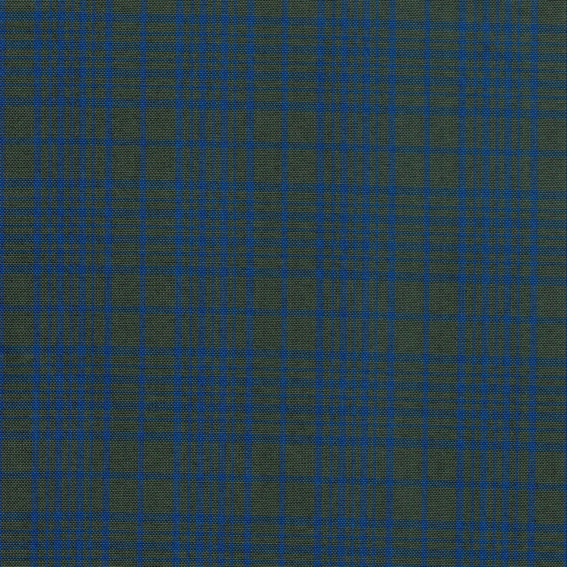Tela escocesa de poliéster azul y verde olivo con patrón a cuadros, ideal para uniformes escolares e institucionales SchoolLine