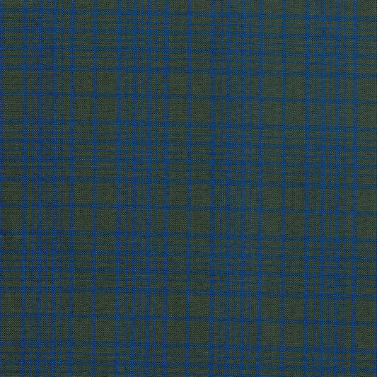 Tela escocesa de poliéster azul y verde olivo con patrón a cuadros, ideal para uniformes escolares e institucionales SchoolLine