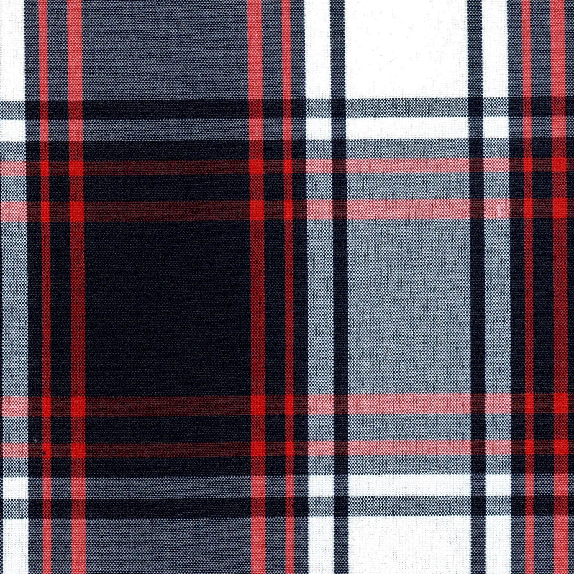 Tela escocesa de poliéster SchoolLine, tartán azul marino, rojo y blanco, ideal para uniformes escolares e institucionales