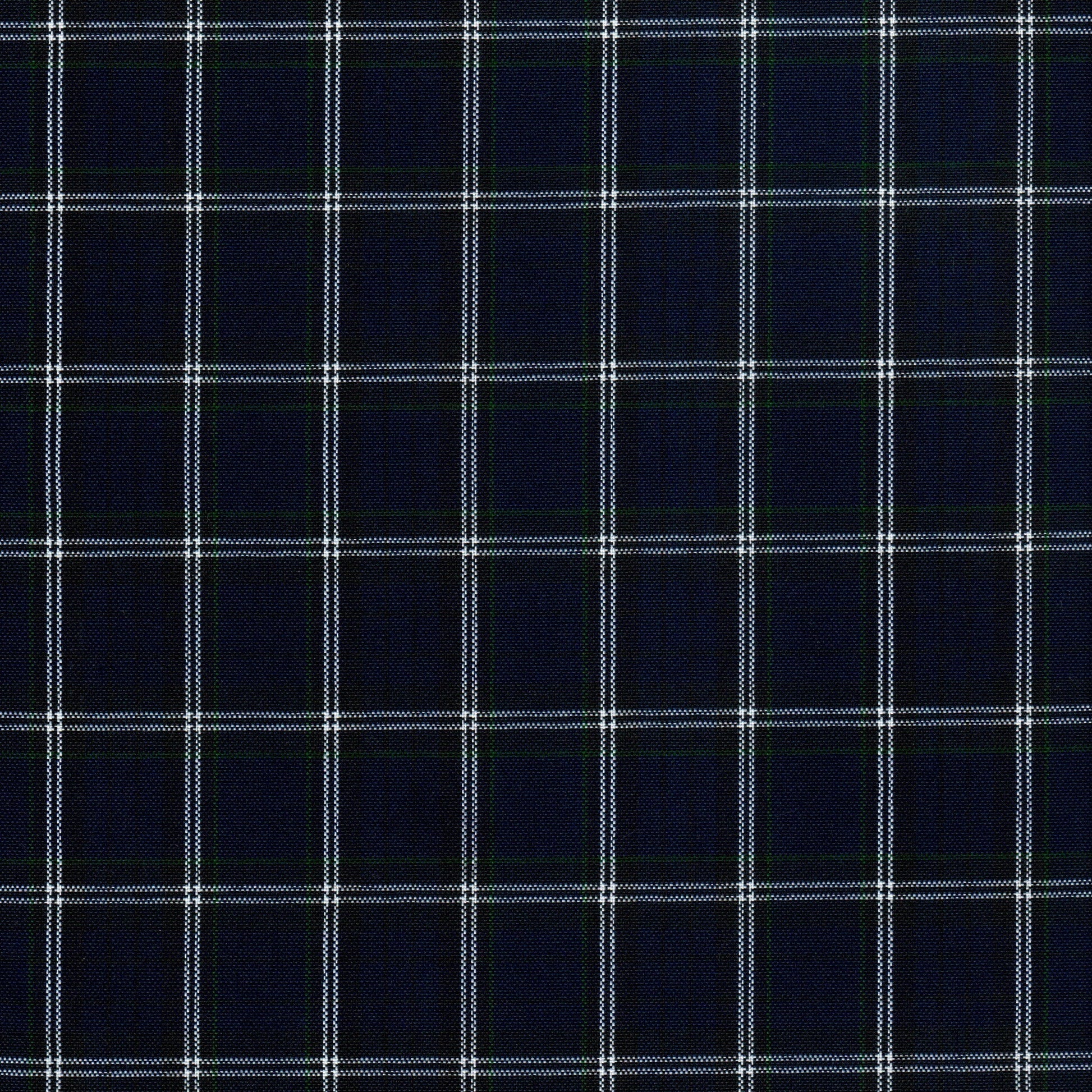 Tela escocesa de poliéster azul marino con cuadros blancos; de SchoolLine, ideal para uniformes escolares e institucionales.