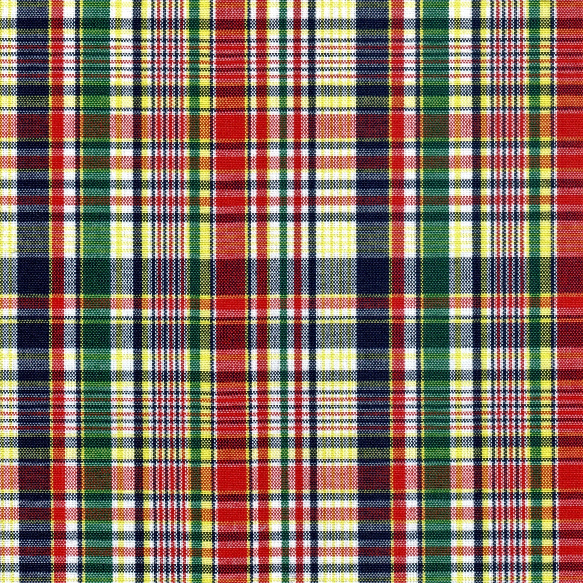 Tela escocesa de poliéster SchoolLine, tartán multicolor (rojo, verde, amarillo, azul) para uniformes escolares.