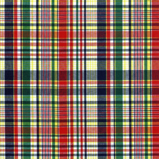 Tela escocesa de poliéster SchoolLine, tartán multicolor (rojo, verde, amarillo, azul) para uniformes escolares.