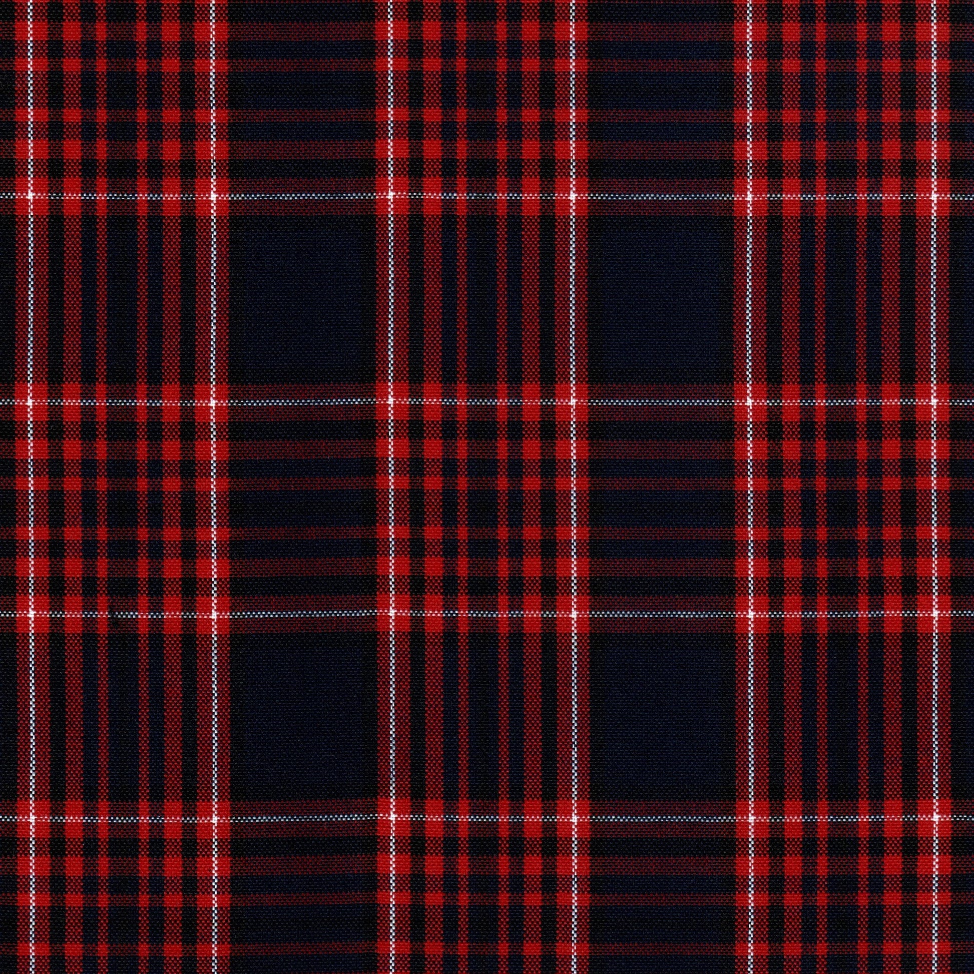 Tela escocesa de poliéster SchoolLine en tartán rojo y azul, ideal para uniformes escolares e institucionales.