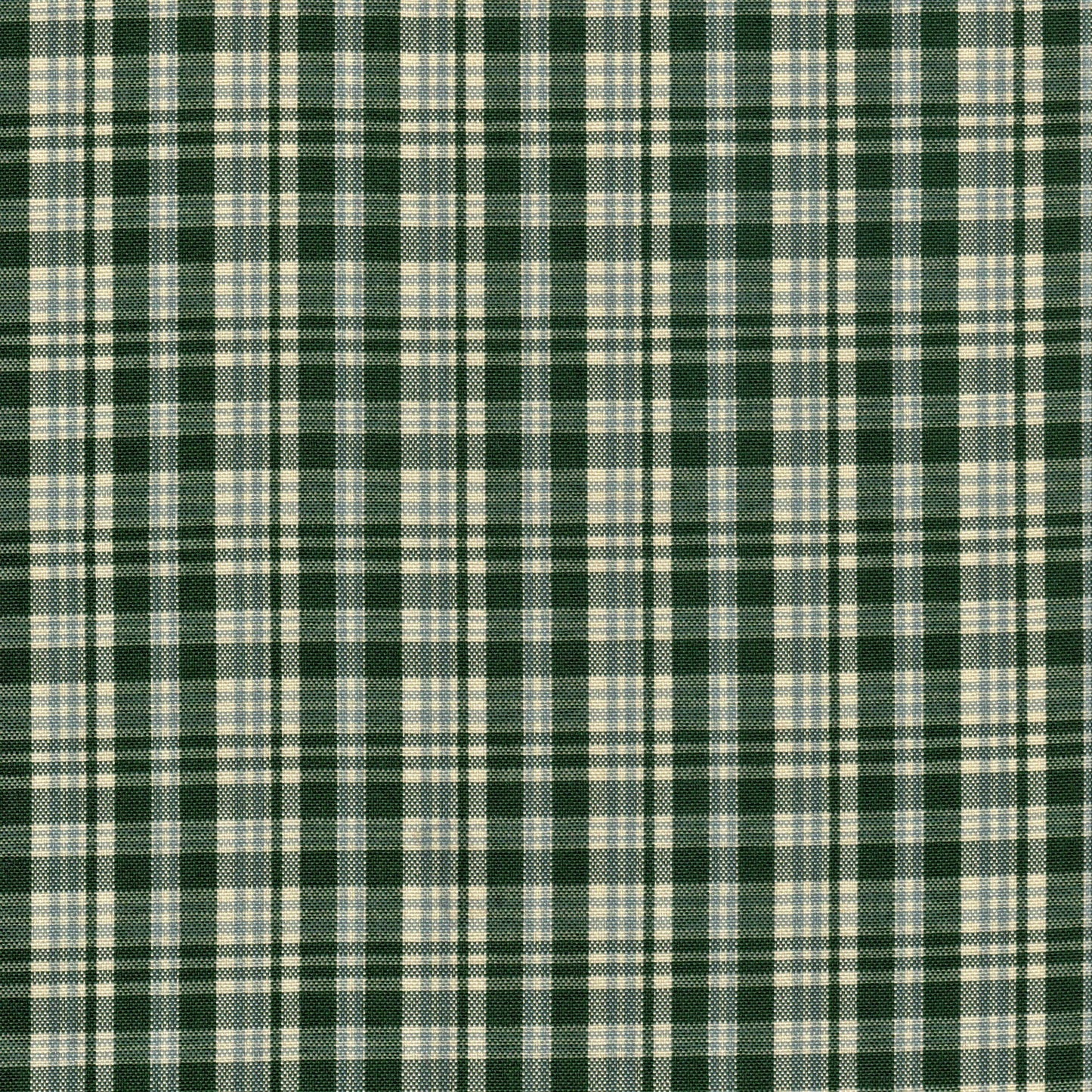 Tela escocesa de poliéster SchoolLine, cuadros verde y crema, ideal para uniformes escolares e institucionales.