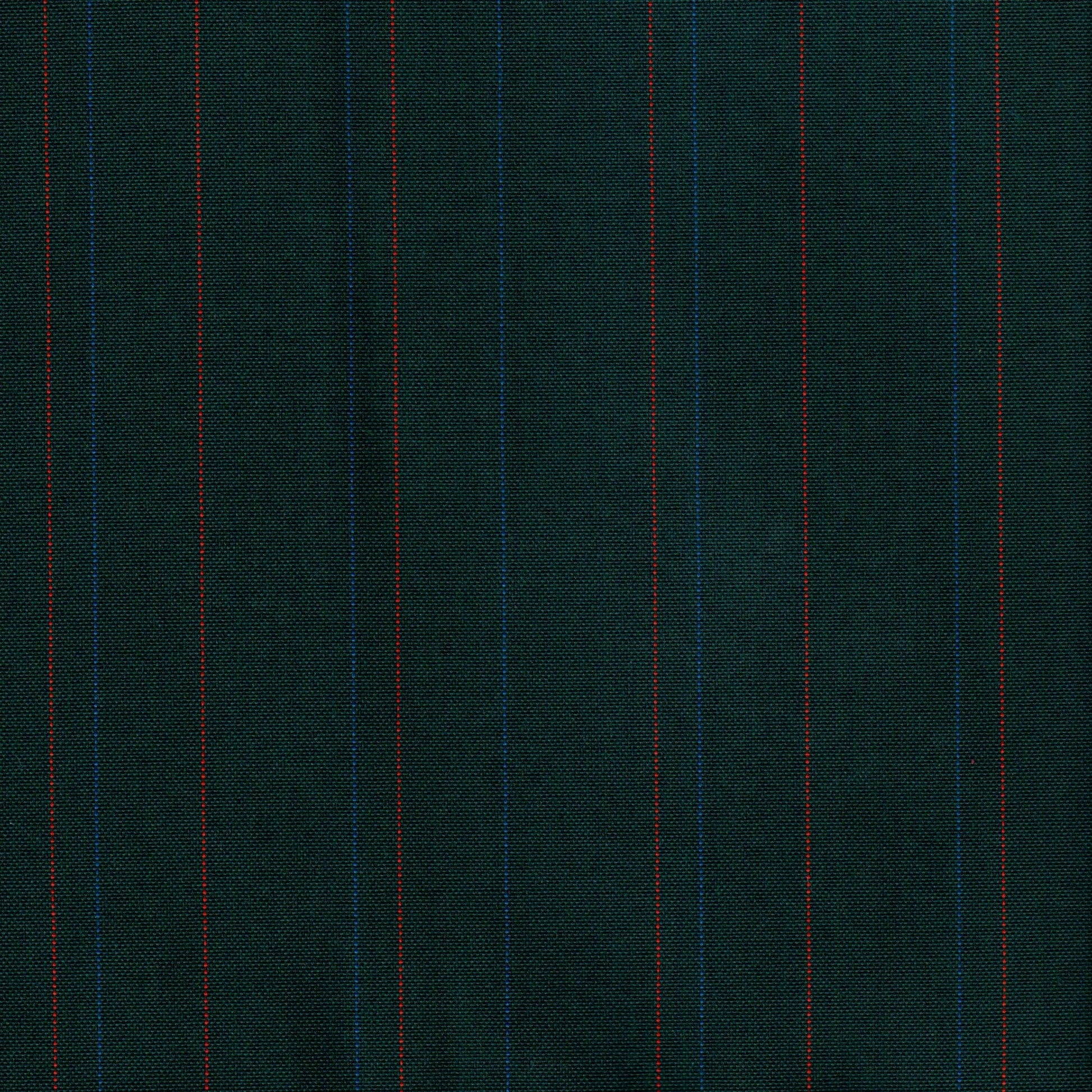 Tela escocesa de poliéster SchoolLine, verde oscuro con rayas rojas y azules, para uniformes escolares e institucionales.