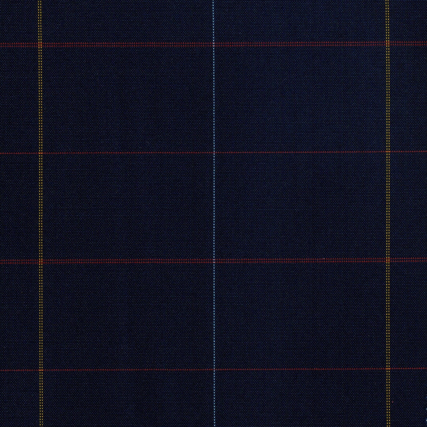 Tela escocesa de poliéster azul marino con plaid de líneas azules, rojas y amarillas; ideal para uniformes escolares SchoolLine