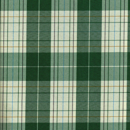 Tela escocesa de poliéster verde, blanco y azul con cuadros, ideal para uniformes escolares e institucionales SchoolLine