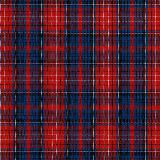 Tela escocesa de poliéster SchoolLine, tejido a cuadros rojo, azul y negro, ideal para uniformes escolares e institucionales.