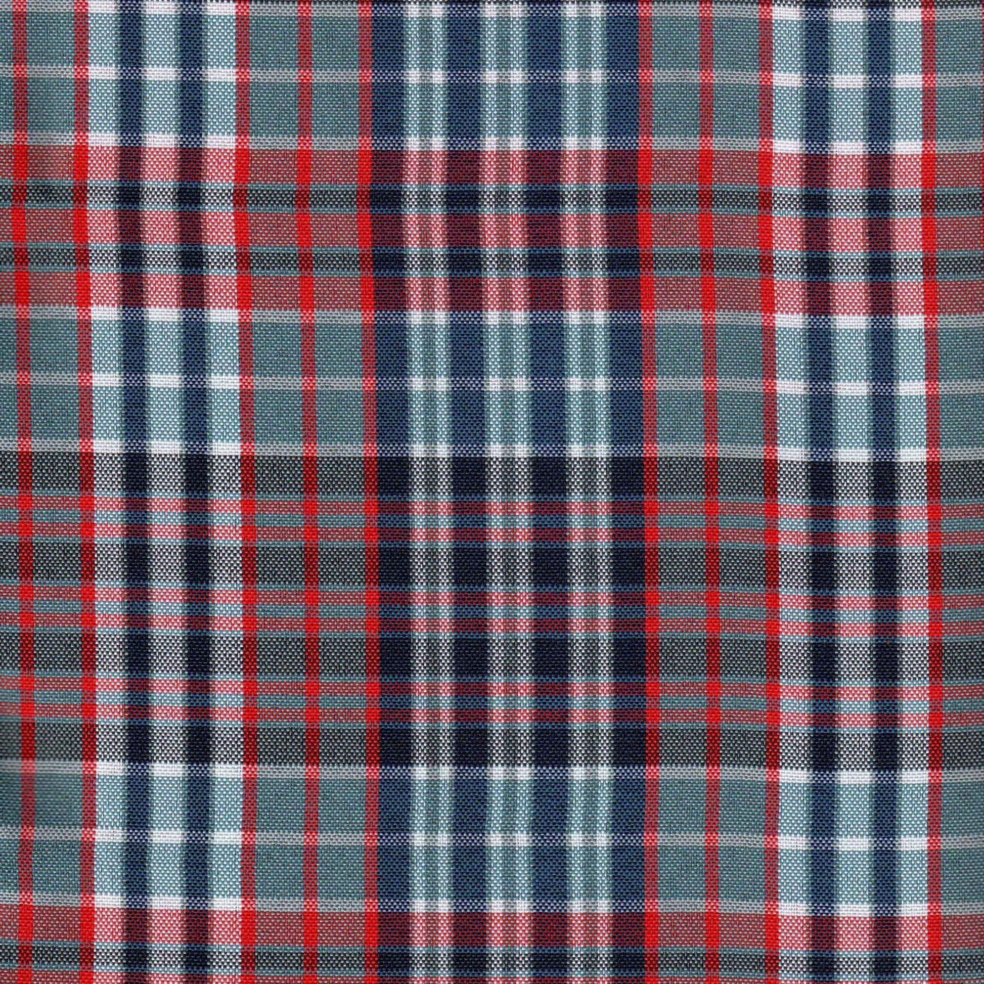 Tela escocesa de poliéster SchoolLine para uniformes escolares e institucionales; cuadro rojo, azul y verde.